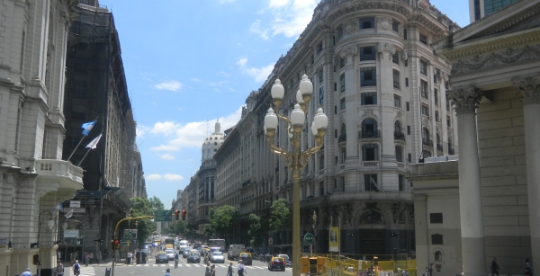 A Buenos Aires street view showing beautiful architecture