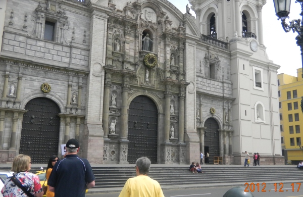 Front facade of the cathedral in Lima, Peru