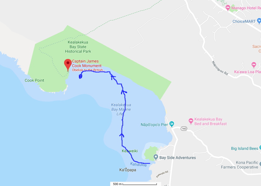 Map of Kealakekua Bay, Hawaii