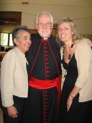 Tony in cassock, with two wardens