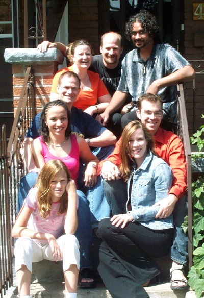 Bunch of people sitting on a stair